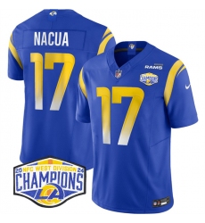 Men's Los Angeles Rams #17 Puka Nacua Blue 2024 NFC West Champions F.U.S.E. Vapor Untouchable Stitched Football Jersey