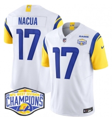 Men's Los Angeles Rams #17 Puka Nacua White 2024 NFC West Champions F.U.S.E. Vapor Untouchable Stitched Football Jersey