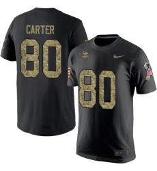 Nike Minnesota Vikings #80 Cris Carter Black Camo Salute to Service T-Shirt