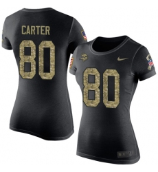 Women's Nike Minnesota Vikings #80 Cris Carter Black Camo Salute to Service T-Shirt