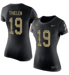 Women's Nike Minnesota Vikings #19 Adam Thielen Black Camo Salute to Service T-Shirt