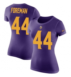 Women's Nike Minnesota Vikings #44 Chuck Foreman Purple Rush Pride Name & Number T-Shirt