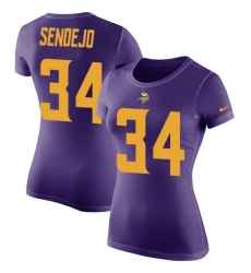 Women's Nike Minnesota Vikings #34 Andrew Sendejo Purple Rush Pride Name & Number T-Shirt