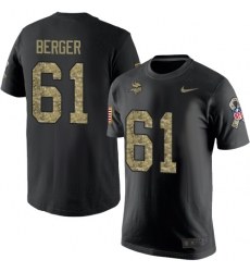 Nike Minnesota Vikings #61 Joe Berger Black Camo Salute to Service T-Shirt