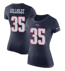 Women's Nike New England Patriots #35 Mike Gillislee Navy Blue Rush Pride Name & Number T-Shirt