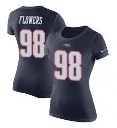 Women's Nike New England Patriots #98 Trey Flowers Navy Blue Rush Pride Name & Number T-Shirt