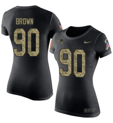 Women's Nike New England Patriots #90 Malcom Brown Black Camo Salute to Service T-Shirt