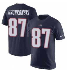 Nike New England Patriots #87 Rob Gronkowski Navy Blue Rush Pride Name & Number T-Shirt