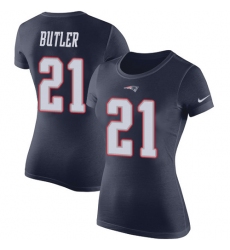 Women's Nike New England Patriots #21 Malcolm Butler Navy Blue Rush Pride Name & Number T-Shirt