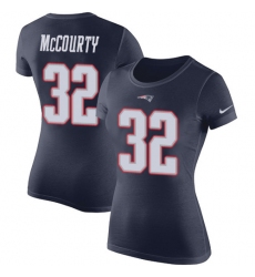 Women's Nike New England Patriots #32 Devin McCourty Navy Blue Rush Pride Name & Number T-Shirt