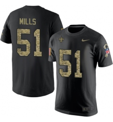 Nike New Orleans Saints #51 Sam Mills Black Camo Salute to Service T-Shirt