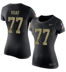 Women's Nike New Orleans Saints #77 Willie Roaf Black Camo Salute to Service T-Shirt