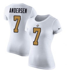 Women's Nike New Orleans Saints #7 Morten Andersen White Rush Pride Name & Number T-Shirt