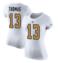 Women's Nike New Orleans Saints #13 Michael Thomas White Rush Pride Name & Number T-Shirt