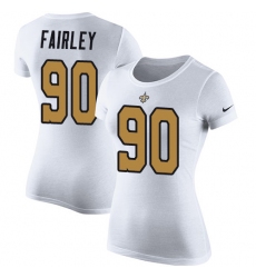 Women's Nike New Orleans Saints #90 Nick Fairley White Rush Pride Name & Number T-Shirt