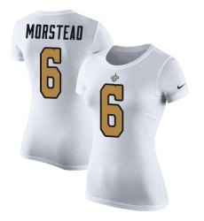 Women's Nike New Orleans Saints #6 Thomas Morstead White Rush Pride Name & Number T-Shirt