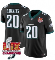 Men's Philadelphia Eagles #20 Brian Dawkins Black 2025 Eagles Logo Super Bowl LIX New F.U.S.E. Vapor Limited Football Stitched Jersey