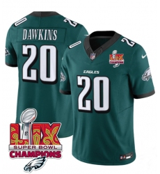 Men's Philadelphia Eagles #20 Brian Dawkins Green 2025 Eagles Logo Super Bowl LIX New F.U.S.E. Vapor Limited Football Stitched Jersey