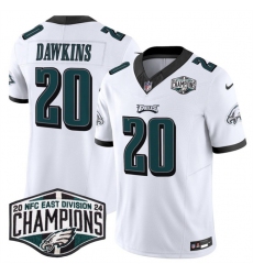 Men's Philadelphia Eagles #20 Brian Dawkins White 2024 NFC East Champions F.U.S.E. Vapor Untouchable Limited Stitched Football Jersey