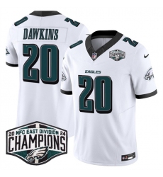 Men's Philadelphia Eagles #20 Brian Dawkins White 2024 New NFC East Champions F.U.S.E. Vapor Untouchable Limited Stitched Football Jersey