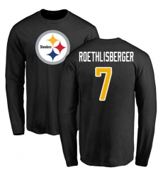 NFL Nike Pittsburgh Steelers #7 Ben Roethlisberger Black Name & Number Logo Long Sleeve T-Shirt