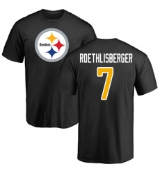 NFL Nike Pittsburgh Steelers #7 Ben Roethlisberger Black Name & Number Logo T-Shirt