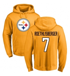 NFL Nike Pittsburgh Steelers #7 Ben Roethlisberger Gold Name & Number Logo Pullover Hoodie