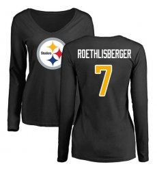 NFL Women's Nike Pittsburgh Steelers #7 Ben Roethlisberger Black Name & Number Logo Slim Fit Long Sleeve T-Shirt