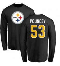 NFL Nike Pittsburgh Steelers #53 Maurkice Pouncey Black Name & Number Logo Long Sleeve T-Shirt