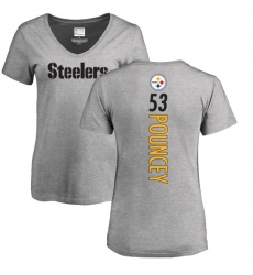 NFL Women's Nike Pittsburgh Steelers #53 Maurkice Pouncey Ash Backer V-Neck T-Shirt