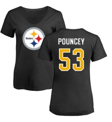 NFL Women's Nike Pittsburgh Steelers #53 Maurkice Pouncey Black Name & Number Logo Slim Fit T-Shirt