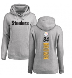 NFL Women's Nike Pittsburgh Steelers #84 Antonio Brown Ash Backer Pullover Hoodie