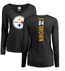 NFL Women's Nike Pittsburgh Steelers #84 Antonio Brown Black Backer Slim Fit Long Sleeve T-Shirt