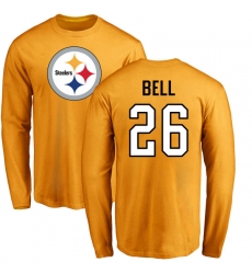 NFL Nike Pittsburgh Steelers #26 Le'Veon Bell Gold Name & Number Logo Long Sleeve T-Shirt