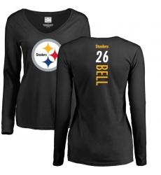 NFL Women's Nike Pittsburgh Steelers #26 Le'Veon Bell Black Backer Slim Fit Long Sleeve T-Shirt