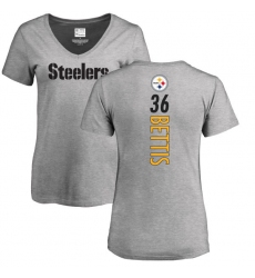 NFL Women's Nike Pittsburgh Steelers #36 Jerome Bettis Ash Backer V-Neck T-Shirt