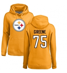 NFL Women's Nike Pittsburgh Steelers #75 Joe Greene Gold Name & Number Logo Pullover Hoodie