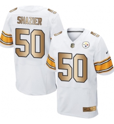 Men's Nike Pittsburgh Steelers #50 Ryan Shazier Elite White/Gold NFL Jersey