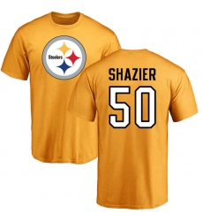 NFL Nike Pittsburgh Steelers #50 Ryan Shazier Gold Name & Number Logo T-Shirt