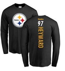 NFL Nike Pittsburgh Steelers #97 Cameron Heyward Black Backer Long Sleeve T-Shirt