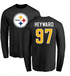 NFL Nike Pittsburgh Steelers #97 Cameron Heyward Black Name & Number Logo Long Sleeve T-Shirt