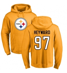 NFL Nike Pittsburgh Steelers #97 Cameron Heyward Gold Name & Number Logo Pullover Hoodie