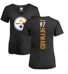 NFL Women's Nike Pittsburgh Steelers #97 Cameron Heyward Black Backer Slim Fit T-Shirt