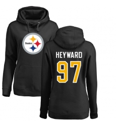 NFL Women's Nike Pittsburgh Steelers #97 Cameron Heyward Black Name & Number Logo Pullover Hoodie