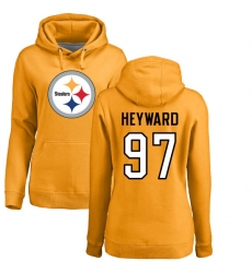 NFL Women's Nike Pittsburgh Steelers #97 Cameron Heyward Gold Name & Number Logo Pullover Hoodie