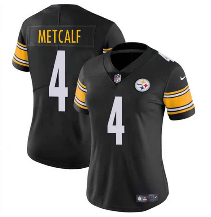 Women's Pittsburgh Steelers #4 DK Metcalf Black 2025 Vapor Football Stitched Jersey(Run Small)