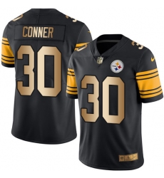 Men's Nike Pittsburgh Steelers #30 James Conner Limited Black/Gold Rush Vapor Untouchable NFL Jersey