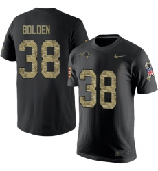 Nike New England Patriots #38 Brandon Bolden Black Camo Salute to Service T-Shirt