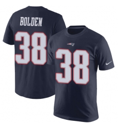 Nike New England Patriots #38 Brandon Bolden Navy Blue Rush Pride Name & Number T-Shirt