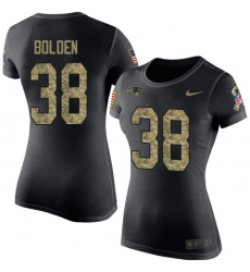 Women's Nike New England Patriots #38 Brandon Bolden Black Camo Salute to Service T-Shirt